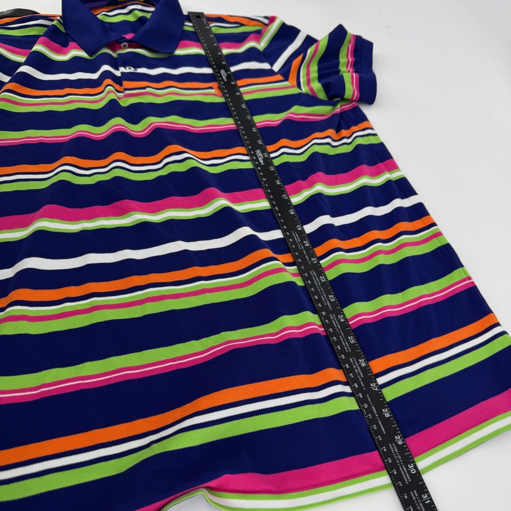 Polo Golf Ralph Lauren Mens XXL Pro Fit Striped Polo Shirt Blue Green Pink Multi - Picture 5 of 5